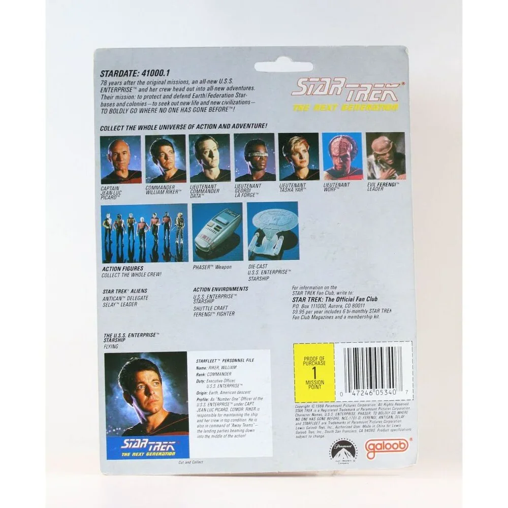 Star Trek TNG Galoob Action Figures William Riker & Antican 1988 Sealed Cards - Picture 4 of 7